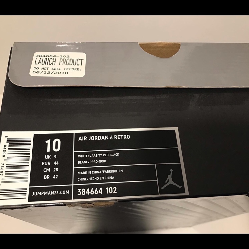 NEW DS 2010 NIKE AIR JORDAN 6 VI White Varsity Red Sz 10 Supreme I IV V VIII XI - Picture 10 of 13